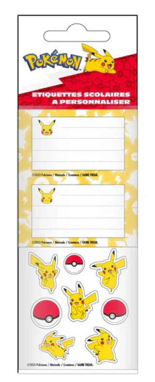 Etiquettes scolaires - Pokémon