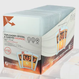 Phoenix Shield - Toploader + Protège Cartes (x100) - 35pt - Standard